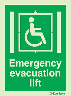 Reduced mobility people - emergency evacuation lift sign - S 04 75