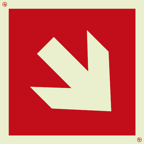 Location of fire fighting equipment directional arrow sign - 45&deg; angle | IMPA 33.6210 - S 16 09