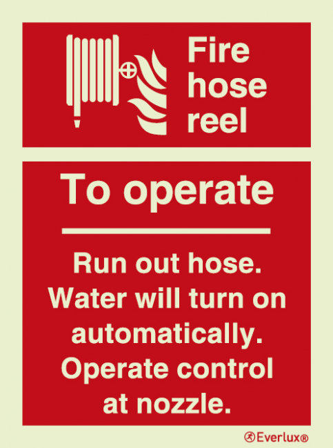 Fire hose reel operation instructions sign - S 16 77