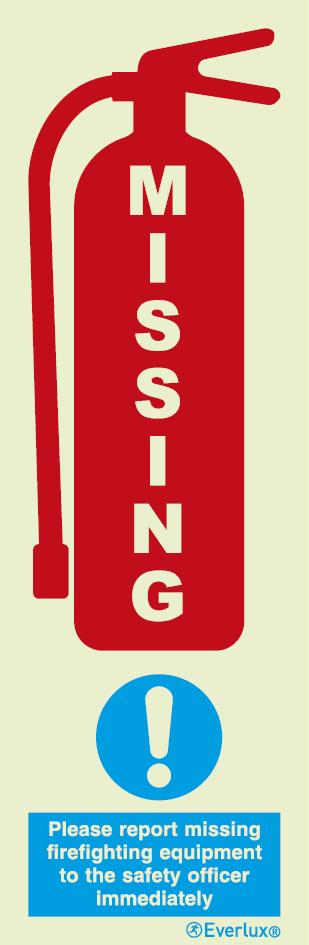 Missing fire extinguisher sign - S 16 86