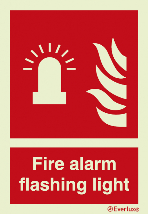 Fire alarm flashing light sign with supplementary text - S 18 24
