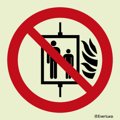 In the event of fire do not use the lift - prohibition sign - S 18 40
