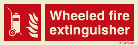 Wheeled fire extinguisher sign with supplementary text - S 19 35