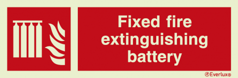 Fixed fire extinguishing battery sign with supplementary text - S 19 38