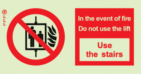 Lift - In case of fire do not use the lift LLL sign - S 20 61