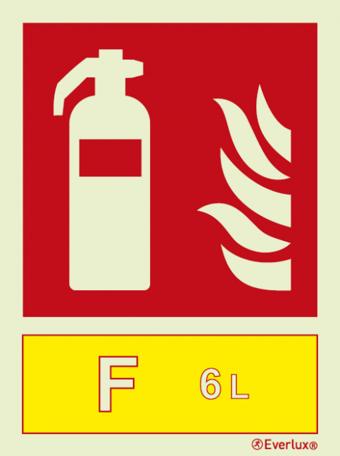 Fire extinguisher sign with integrated 6 L Foam fire extinguishing agent ID sign - S 22 26