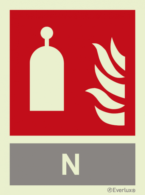 Remote release station signs with integrated Nitrogen fire extinguishing agent ID sign - S 23 62