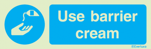 Use barrier cream mandatory action sign with supplementary text - S 35 47