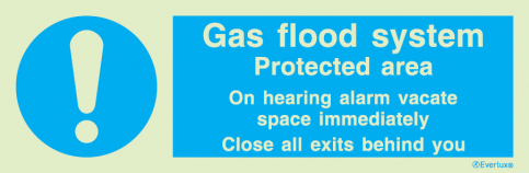Gas flood system protected area instructions sign - S 36 12