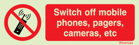 Switch off mobile phones, pagers, cameras, etc sign | IMPA 33.8570 - S 39 54