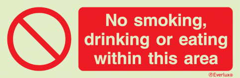 No smoking, drinking or eating within this area sign | IMPA 33.8566 - S 39 66