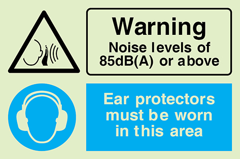 Warning noise levels above 85dB(A) | Ear protectors must be worn in this area - warning and mandatory action sign | IMPA 33.3118 - S 40 67