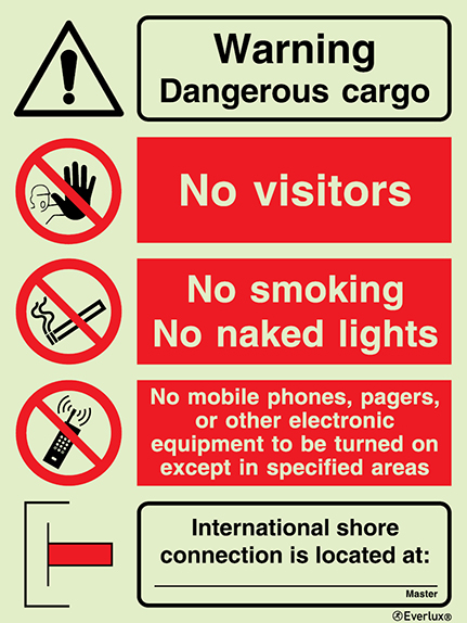 Warning dangerous cargo - warning, prohibition IMO sign | IMPA 33.3014 - S 40 71