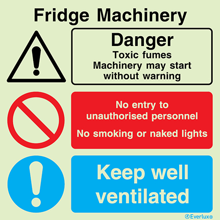 Fridge machinery - warning, prohibition and mandatory sign | IMPA 33.3129 - S 41 10