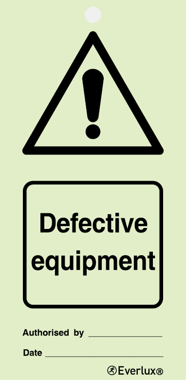 Defective equipment - warning temporary tie tag | IMPA 33.2502 - S 47 02