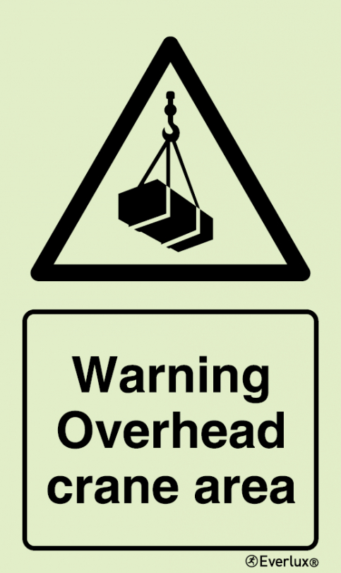 Overhead crane area warning sign with supplementary text - S 49 03