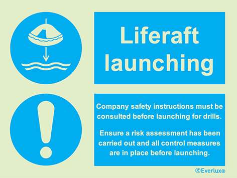 Liferaft launching  Instruction Sign | IMPA33.5111 - S 61 08