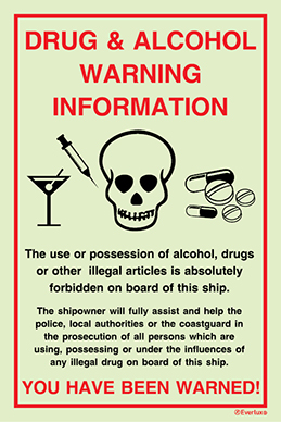 Drug &amp; alcohol warning information sign | IMPA 33.1539 - S 63 64