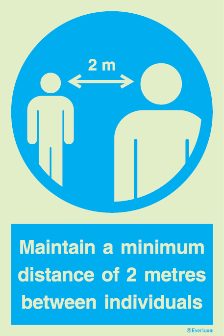 Maintain a minimum distance of 2 metres mandatory action sign - SC 075