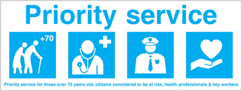 Priority service for risk groups, health professionals and other key workers sign - SC 192